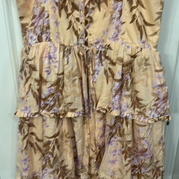 House of Harlow 1960 Linen Floral Tiered Corset Maxi Dress Large - Picture 10 of 13